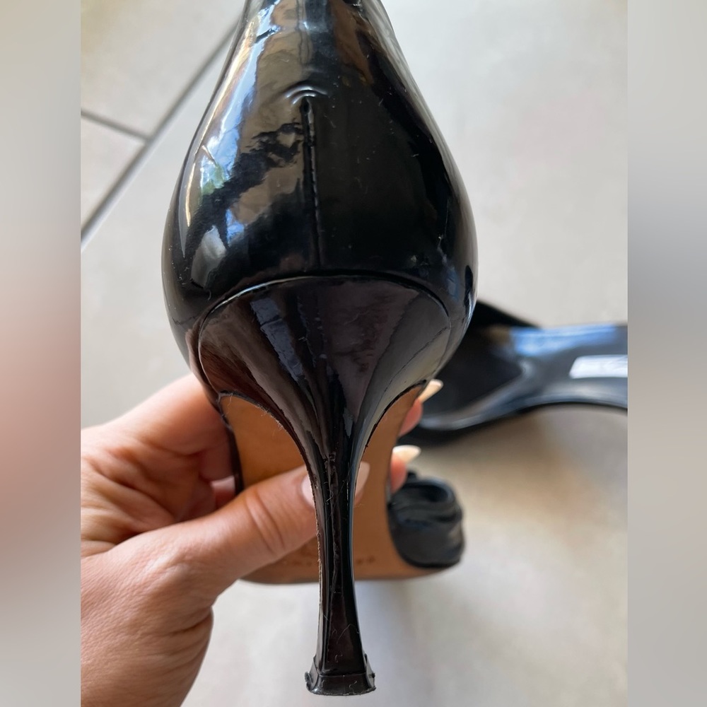 Brian Atwood Patent Peeptoe made jn Italy 39.5 8.5 - Picture 2 of 12